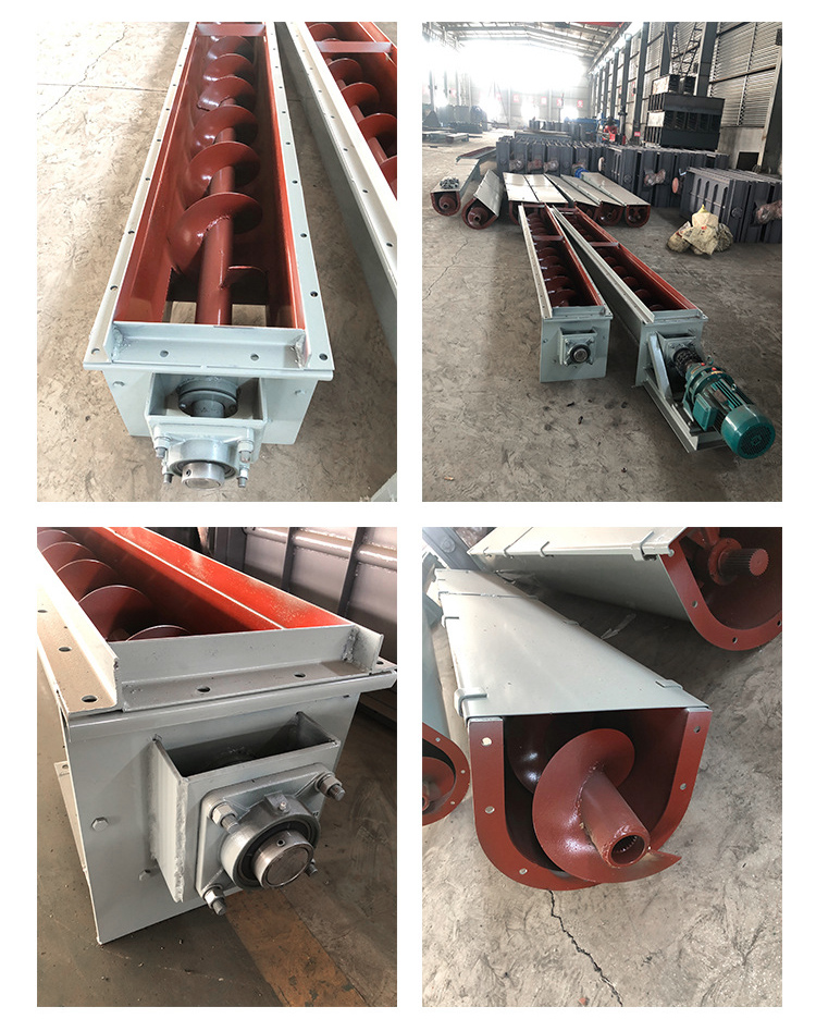 U型螺旋輸送機(jī)細(xì)節(jié)展示，采用不銹鋼材質(zhì)，輸送穩(wěn)定